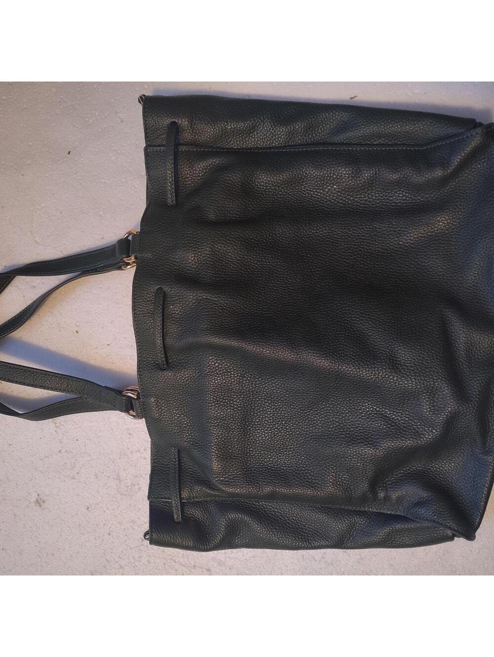 Laggo Green Leather Pebbled Tote Shoulder Bag Gold Hardware - Picture 6 of 13
